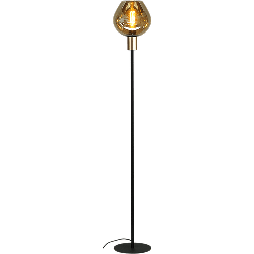 Vloerlamp Bounty 1-lichts zwart/mat goud hoogte 150cm - 1x E27 - + glas smoke 62260-05-3 - MASTERLIGHT
