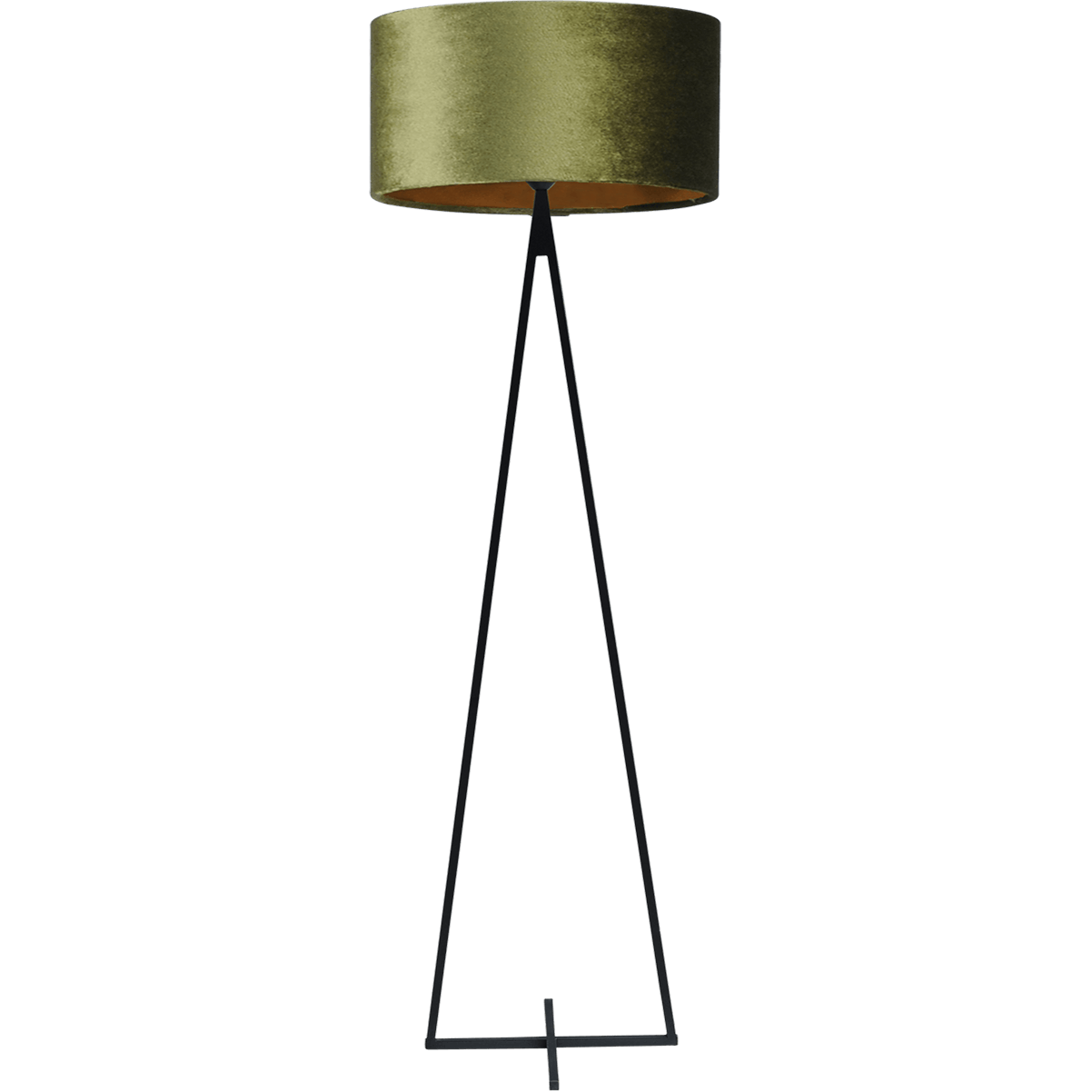 Vloerlamp Cross Triangle zwart structuur hoogte 158cm inclusief groene lampenkap Artik green 52/52/25 - MASTERLIGHT