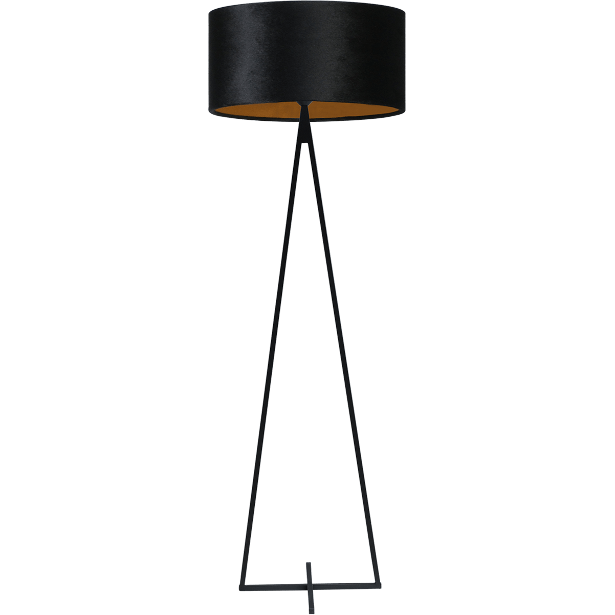 Vloerlamp Cross Triangle zwart structuur hoogte 158cm inclusief zwarte lampenkap Artik black 52/52/25 - MASTERLIGHT