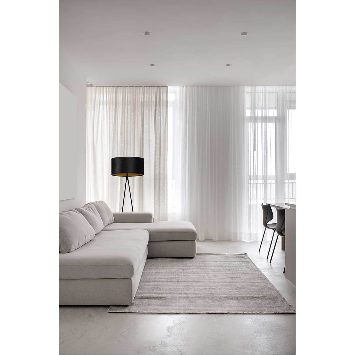 Vloerlamp Cross Triangle zwart structuur hoogte 158cm inclusief zwarte lampenkap Artik black 52/52/25 - MASTERLIGHT