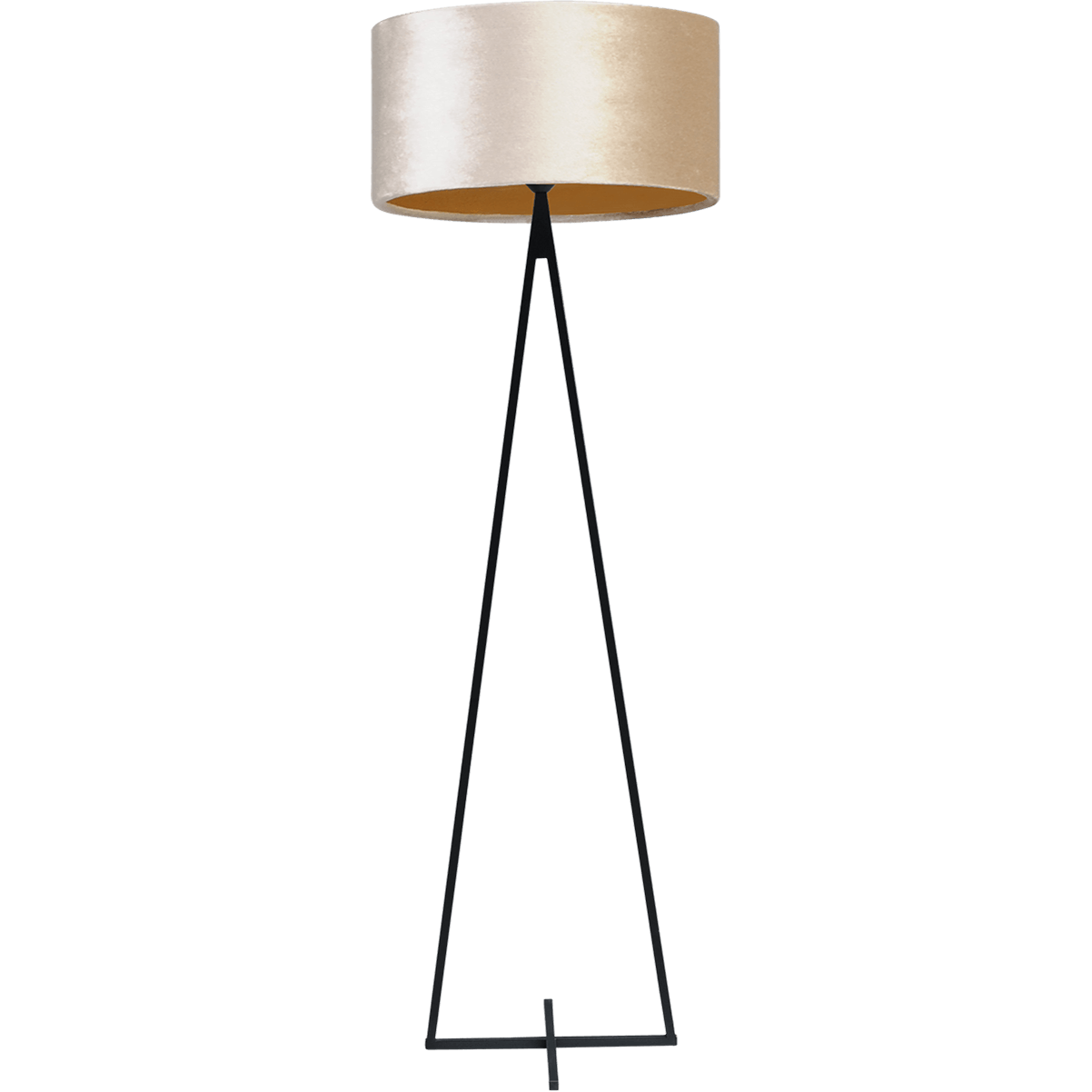 Vloerlamp Cross Triangle zwart structuur hoogte 158cm inclusief zandkleurige lampenkap Artik sand 52/52/25 - MASTERLIGHT