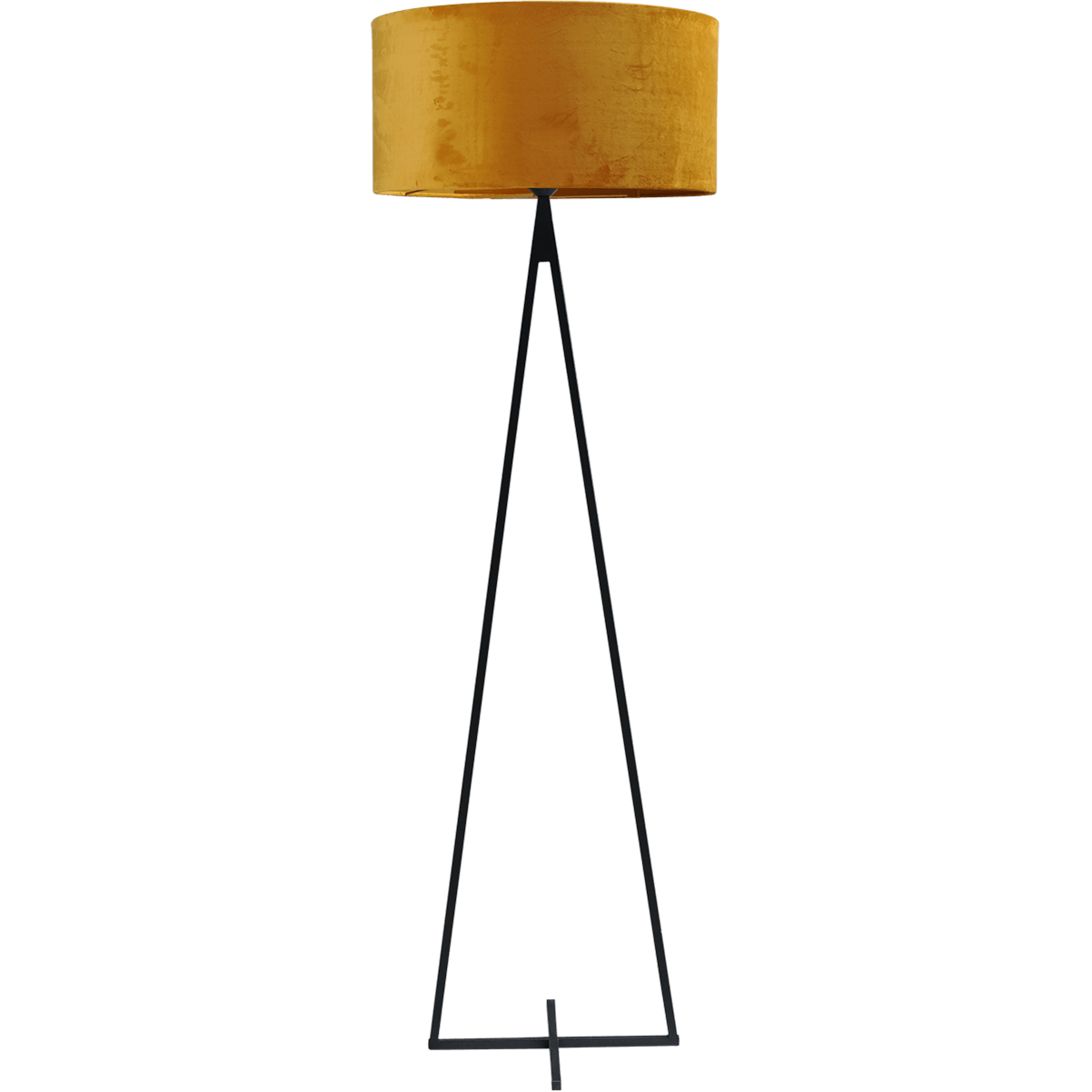 Vloerlamp Cross Triangle zwart structuur hoogte 158cm inclusief maiskleurige lampenkap Artik mais 52/52/25 - MASTERLIGHT