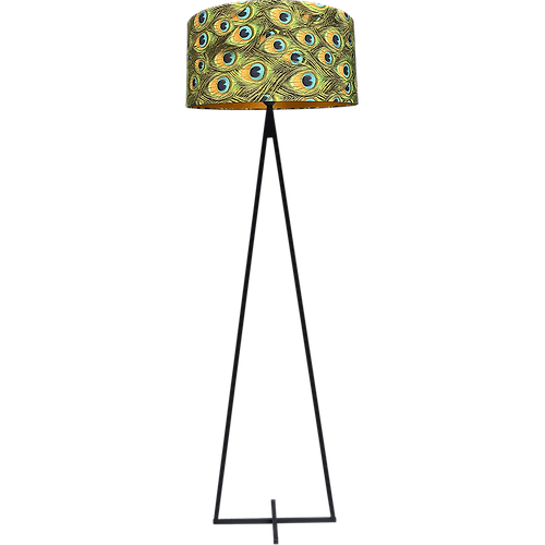 Vloerlamp Cross Triangle zwart structuur hoogte 158cm inclusief lampenkap met peacockenveren print Artik peacock 52/52/25 - MASTERLIGHT