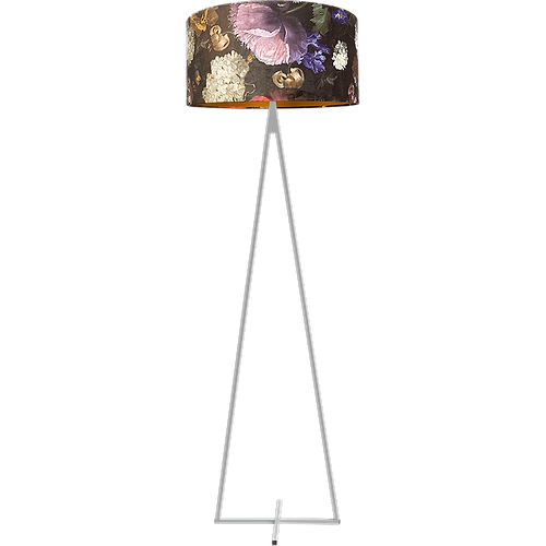 Vloerlamp Cross Triangle wit structuur hoogte 158cm inclusief lampenkap met flowerenprint Artik flower 52/52/25 - MASTERLIGHT