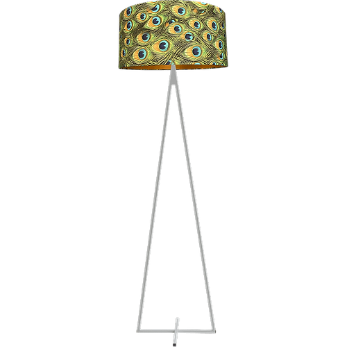 Vloerlamp Cross Triangle wit structuur hoogte 158cm inclusief lampenkap met peacockenveren print Artik peacock 52/52/25 - MASTERLIGHT