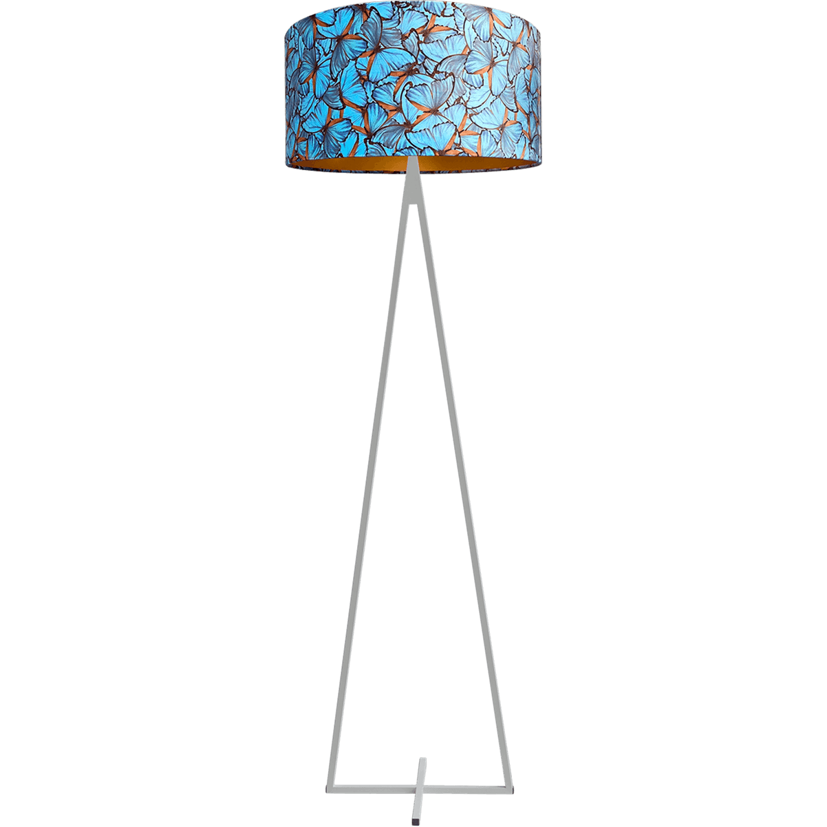 Vloerlamp Cross Triangle wit structuur hoogte 158cm inclusief lampenkap met butterflymotief Artik butterfly 52/52/25 - MASTERLIGHT