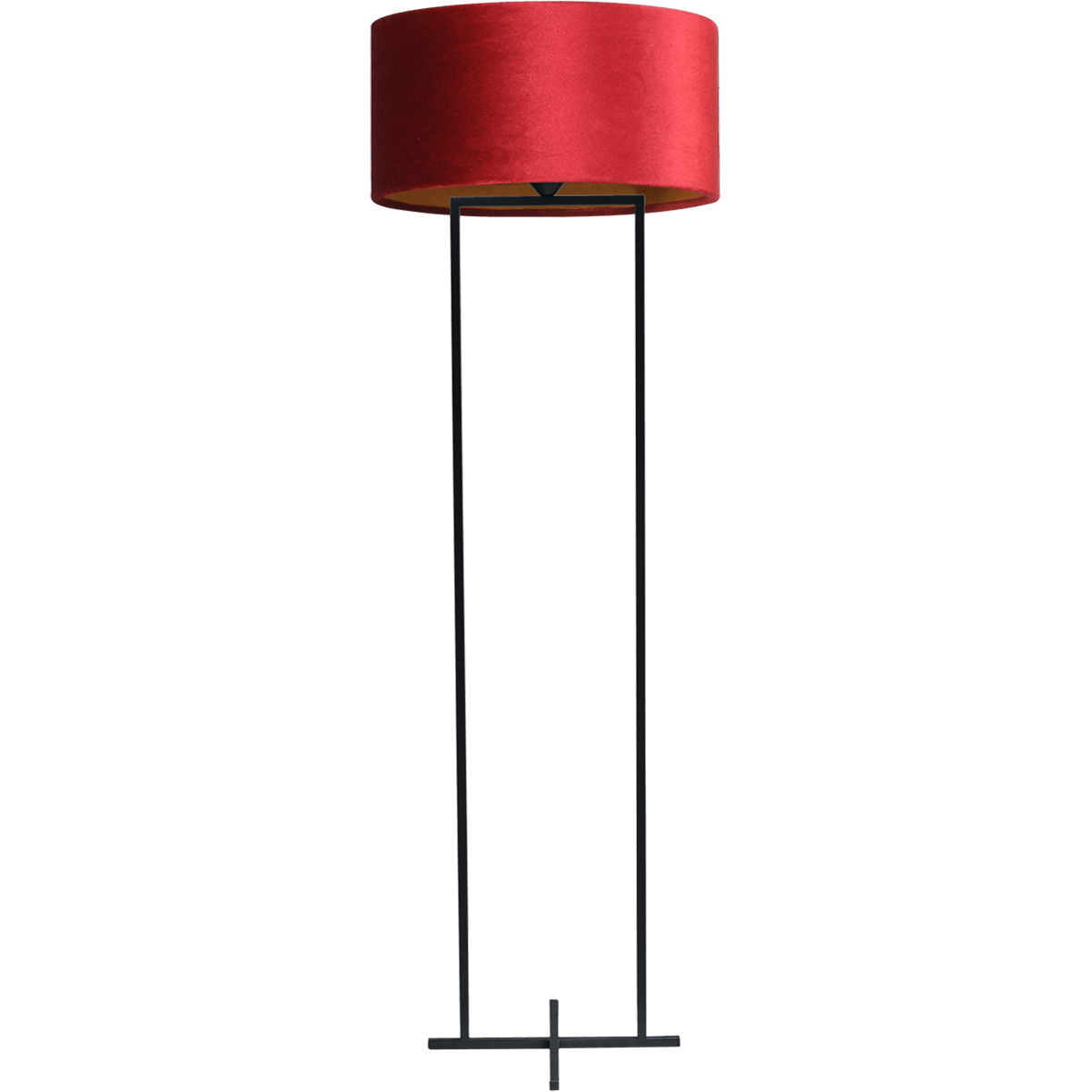 Vloerlamp Cross Rectangle zwart structuur hoogte 158cm inclusief rode lampenkap Artik red 52/52/25 - MASTERLIGHT