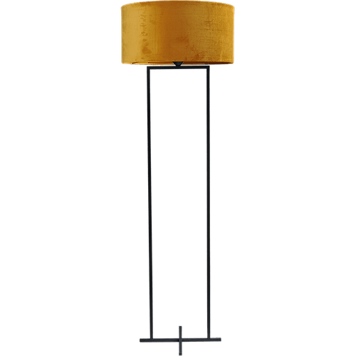 Vloerlamp Cross Rectangle zwart structuur hoogte 158cm inclusief maiskleurige lampenkap Artik mais 52/52/25 - MASTERLIGHT