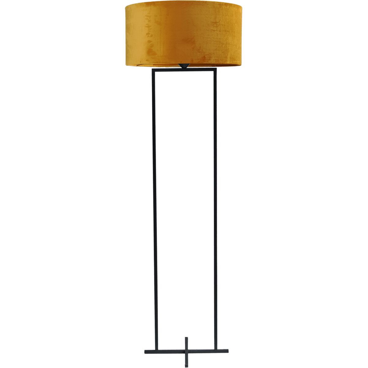 Vloerlamp Cross Rectangle zwart structuur hoogte 158cm inclusief maiskleurige lampenkap Artik mais 52/52/25 - MASTERLIGHT