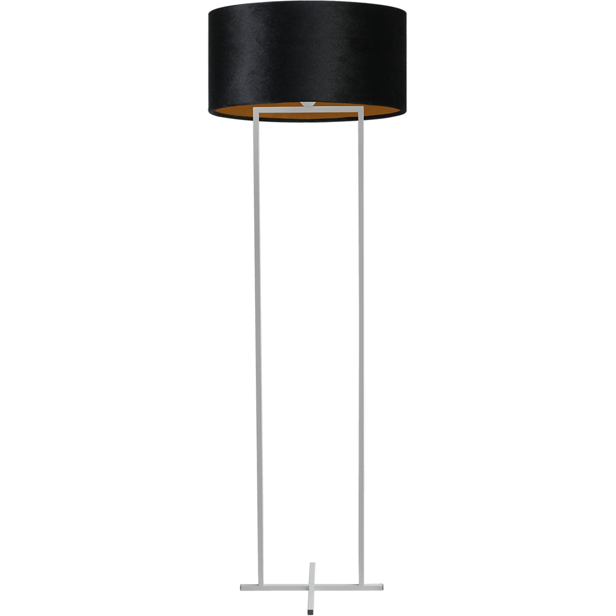 Vloerlamp Cross Rectangle wit structuur hoogte 158cm inclusief zwarte lampenkap Artik black 52/52/25 - MASTERLIGHT