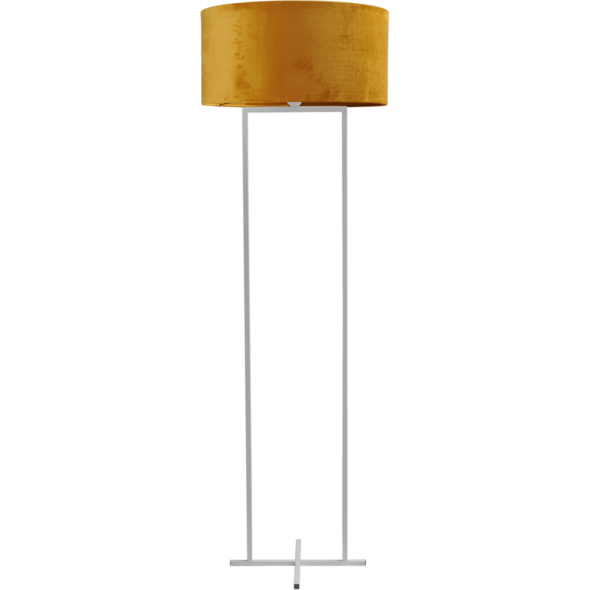 Vloerlamp Cross Rectangle wit structuur hoogte 158cm inclusief maiskleurige lampenkap Artik mais 52/52/25 - MASTERLIGHT