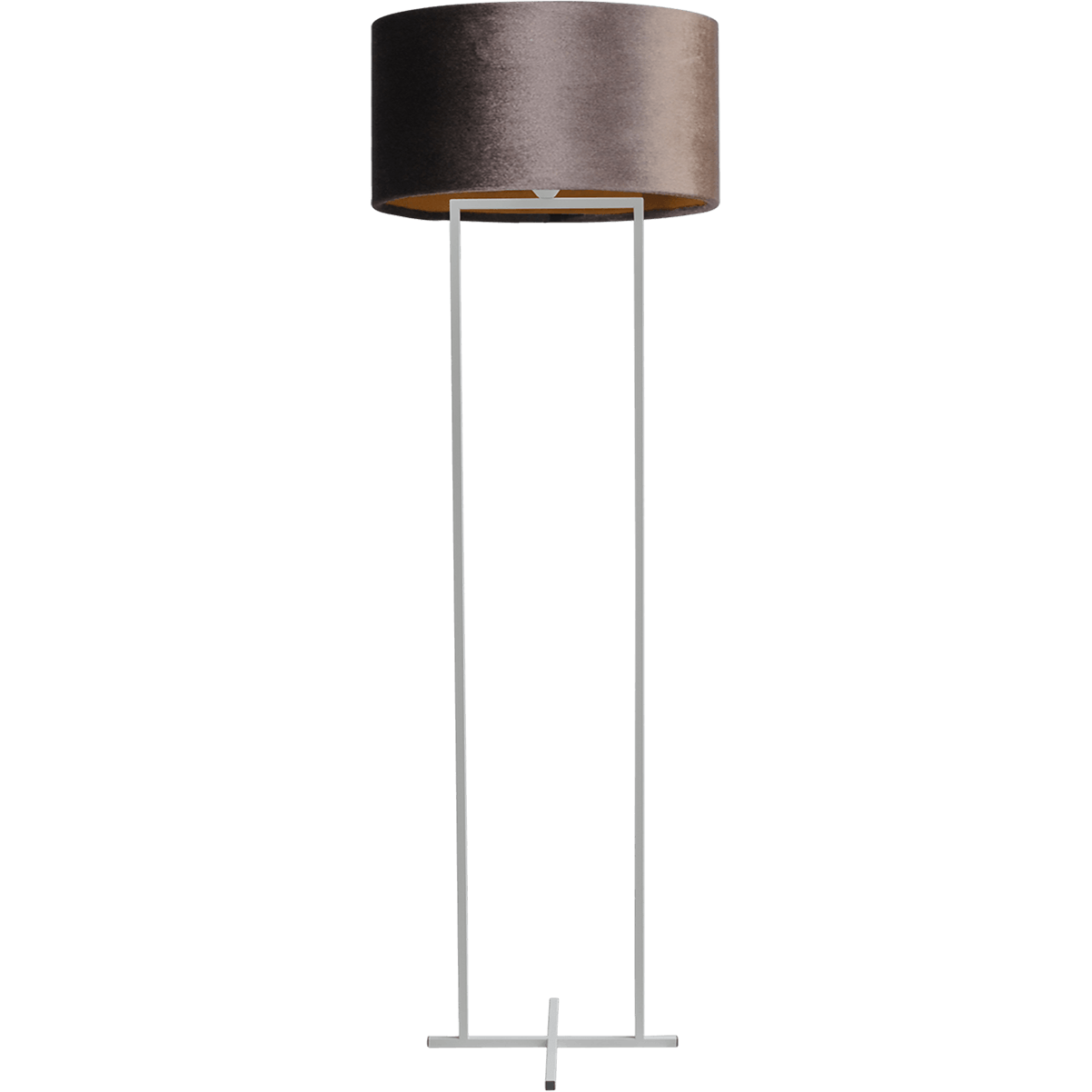 Vloerlamp Cross Rectangle wit structuur hoogte 158cm inclusief bruine lampenkap Artik brown 52/52/25 - MASTERLIGHT