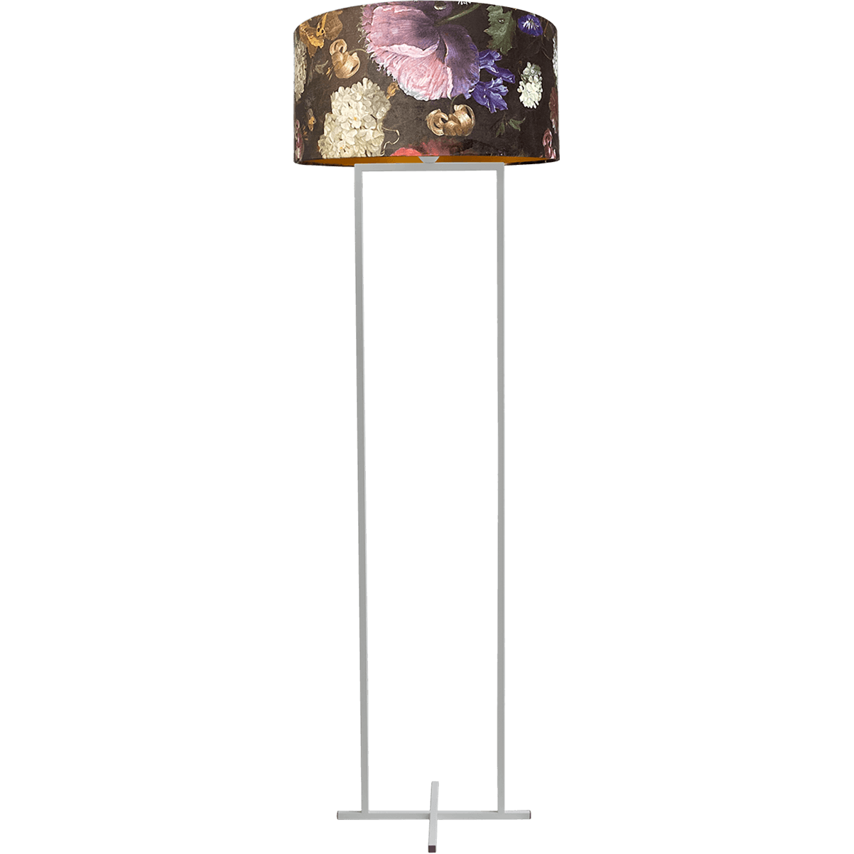 Vloerlamp Cross Rectangle wit structuur hoogte 158cm inclusief lampenkap met flowerenprint Artik butterfly 52/52/25 - MASTERLIGHT