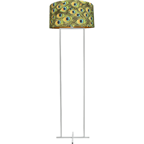 Vloerlamp Cross Rectangle wit structuur hoogte 158cm inclusief lampenkap met peacockenveren print Artik peacock 52/52/25 - MASTERLIGHT