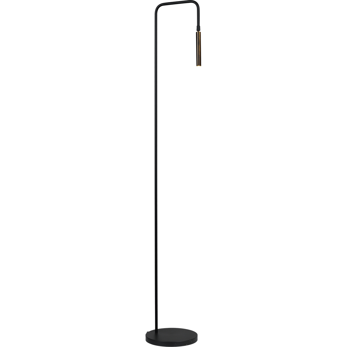 Vloerlamp Flute 1-lichts zwart/antique brass hoogte 153cm