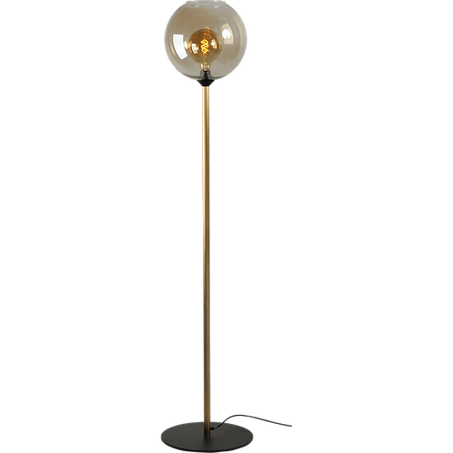 Vloerlamp Bella -  1-lichts zwart/antiek brons hoogte:160cm - glas smoke Ø30cm - MASTERLIGHT