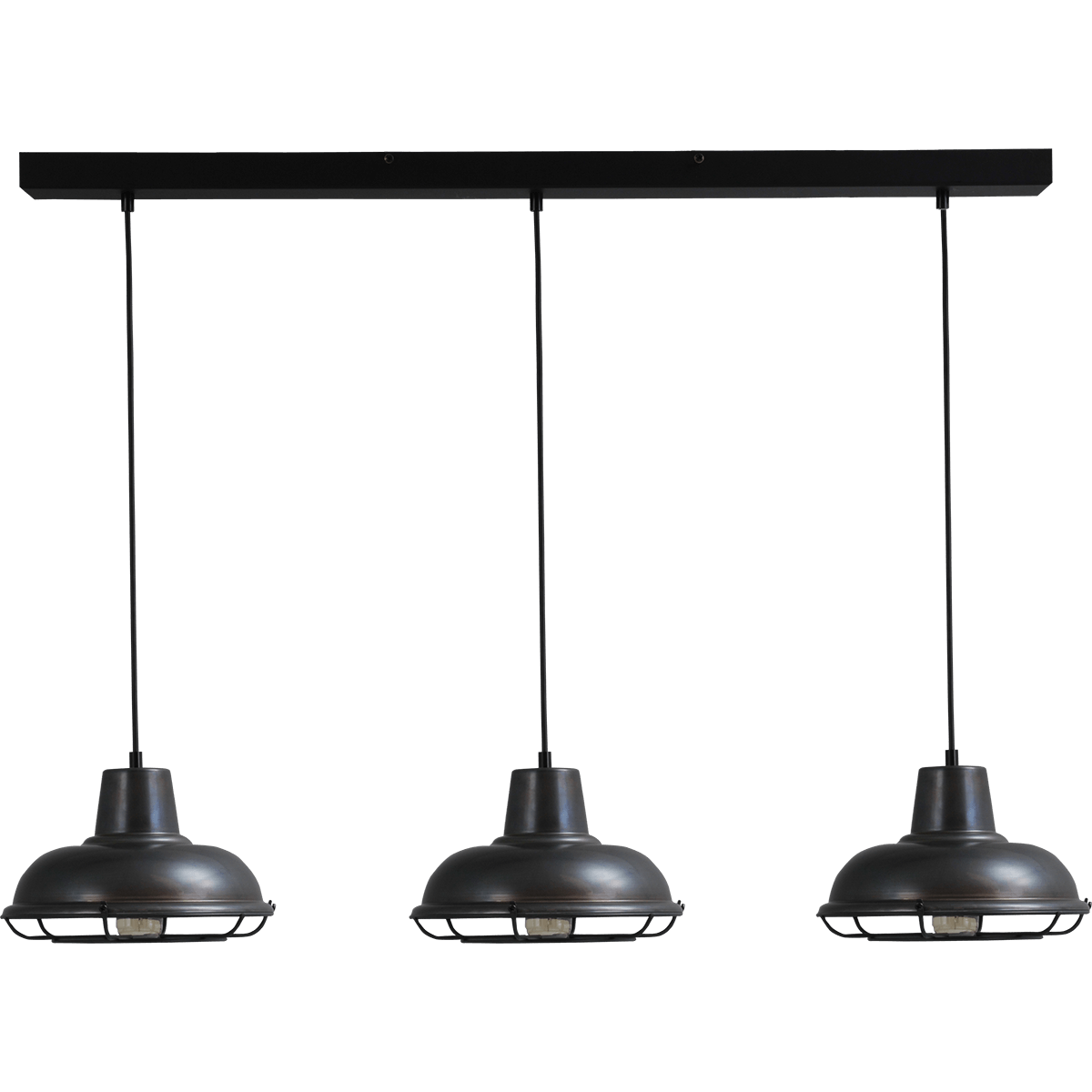 Industriële hanglamp di Panna  gunmetal 3-lichts Ø26cm