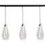 Hanglamp Diamond 3-lichts mat zwart 130x8cm - glas doorzichtig Ø23x46cm - kabel zwart pvc 150cm - MASTERLIGHT