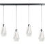 Hanglamp Diamond 4-lichts mat zwart 130x8cm - glas doorzichtig Ø18x36cm - kabel zwart pvc 150cm - MASTERLIGHT