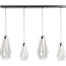 Hanglamp Diamond 4-lichts mat zwart 130x8cm - 2x glas doorzichtig 23x46cm + 2x glas doorzichtig 18x36cm - MASTERLIGHT