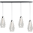 Hanglamp Diamond 4-lichts mat zwart 130x8cm - glas doorzichtig Ø23x46cm - kabel zwart pvc 150cm - MASTERLIGHT