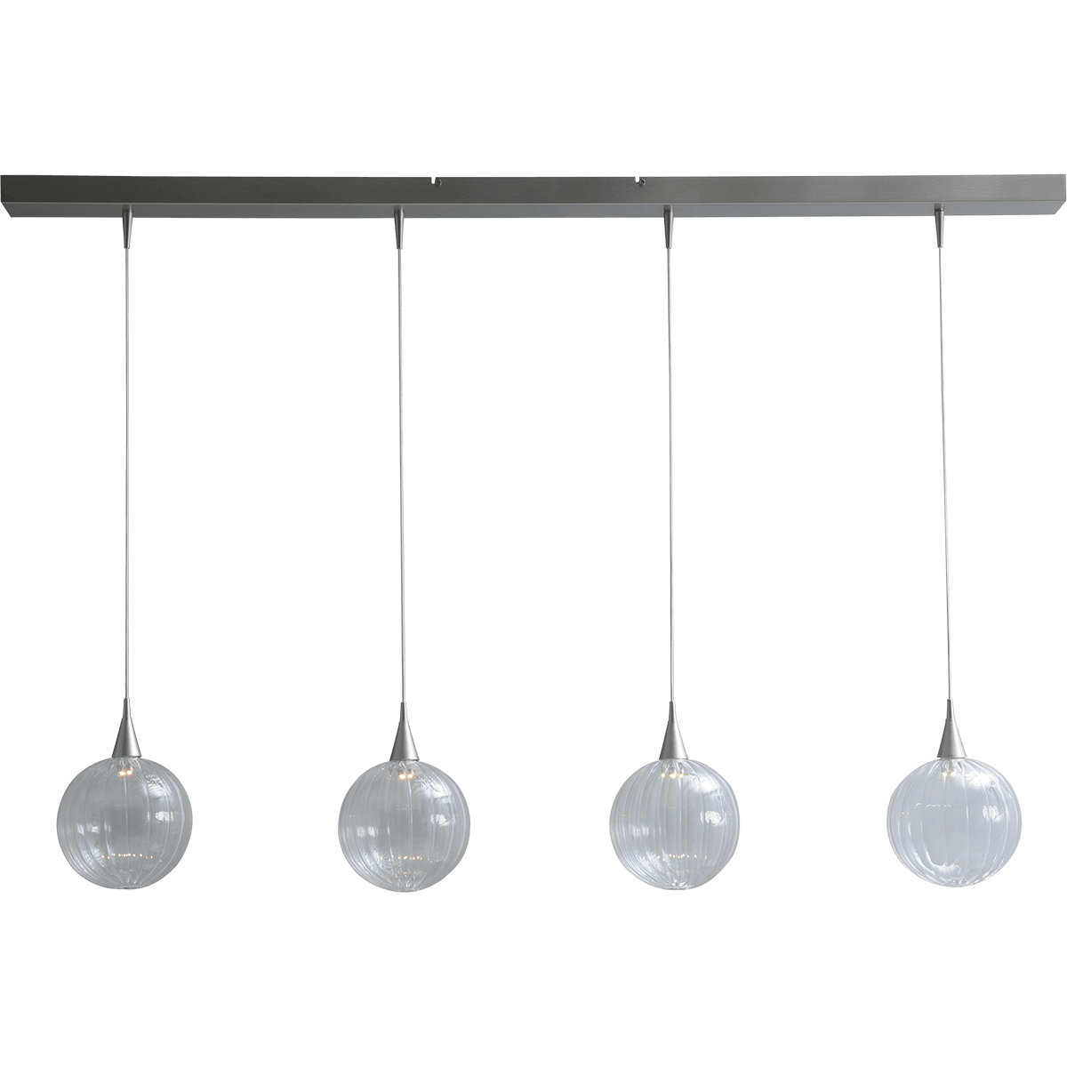 Hanglamp Bocca nikkel 4-lichts glas helder Ø15cm 130x8cm DTW