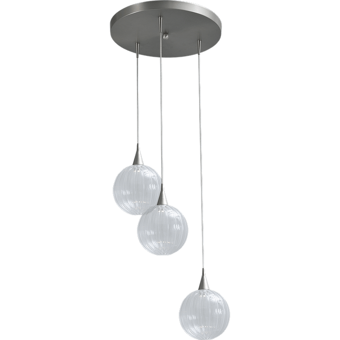 Hanglamp Bocca nikkel 3-lichts glas helder Ø15cm Ø35cm DTW