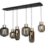 Hanglamp "Lett Rib" mat goud 6-lichts beam zwart 130x25cm