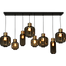 Hanglamp "Lett Rib" mat goud 8-lichts beam zwart 160x25cm