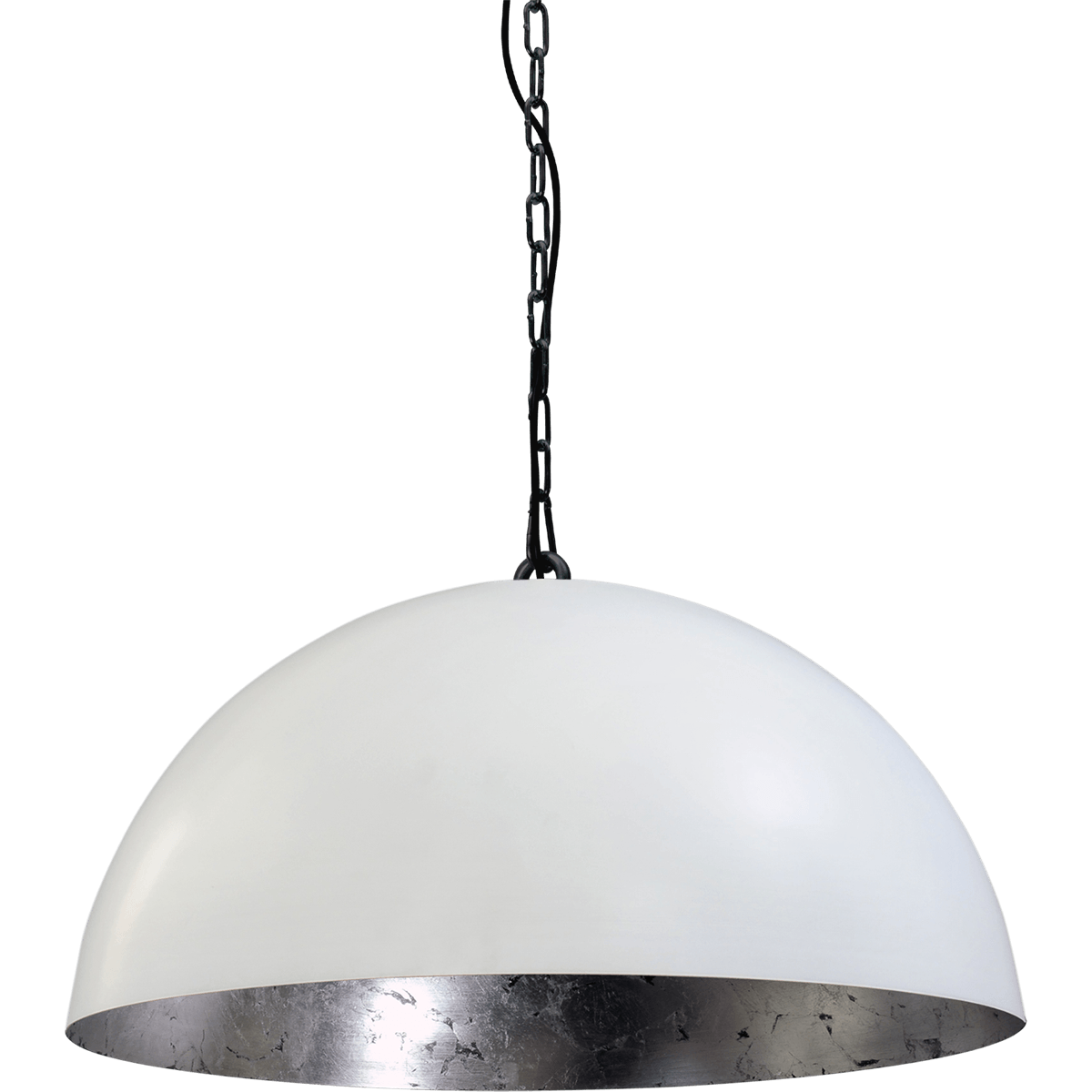 Industriële hanglamp Larino Ø50cm wit buitenkant