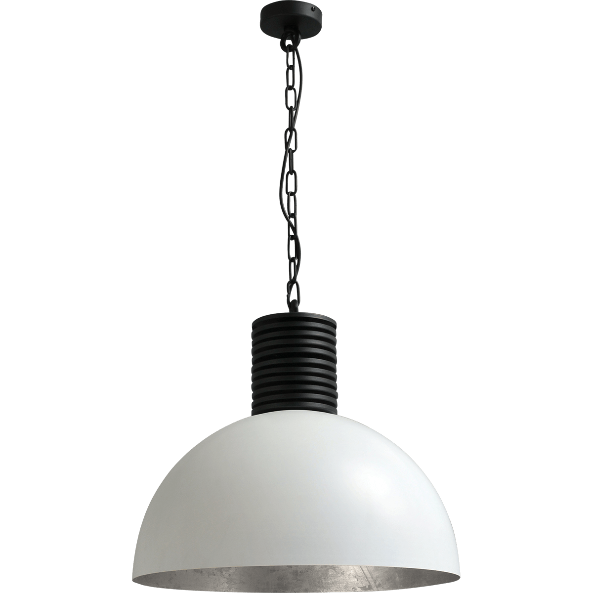 Industriële hanglamp Larino Ø50cm wit buitenkant E27