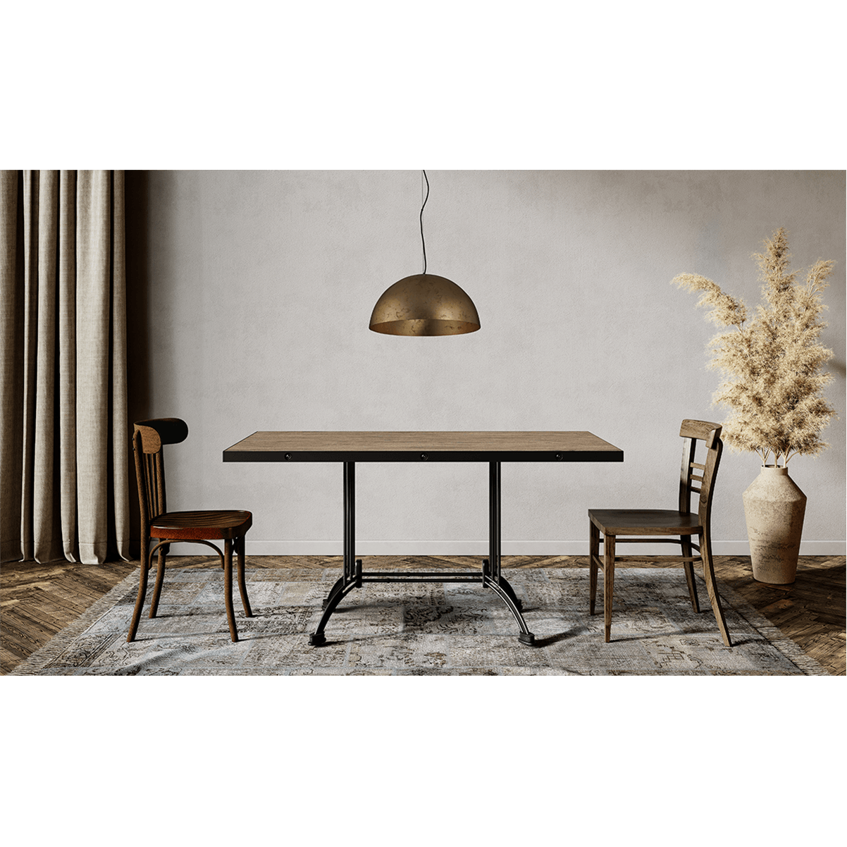 Hanglamp Larino Ø50cm bladgouden buitenkant - bladgouden binnenkant - stalen draad 150cm - MASTERLIGHT