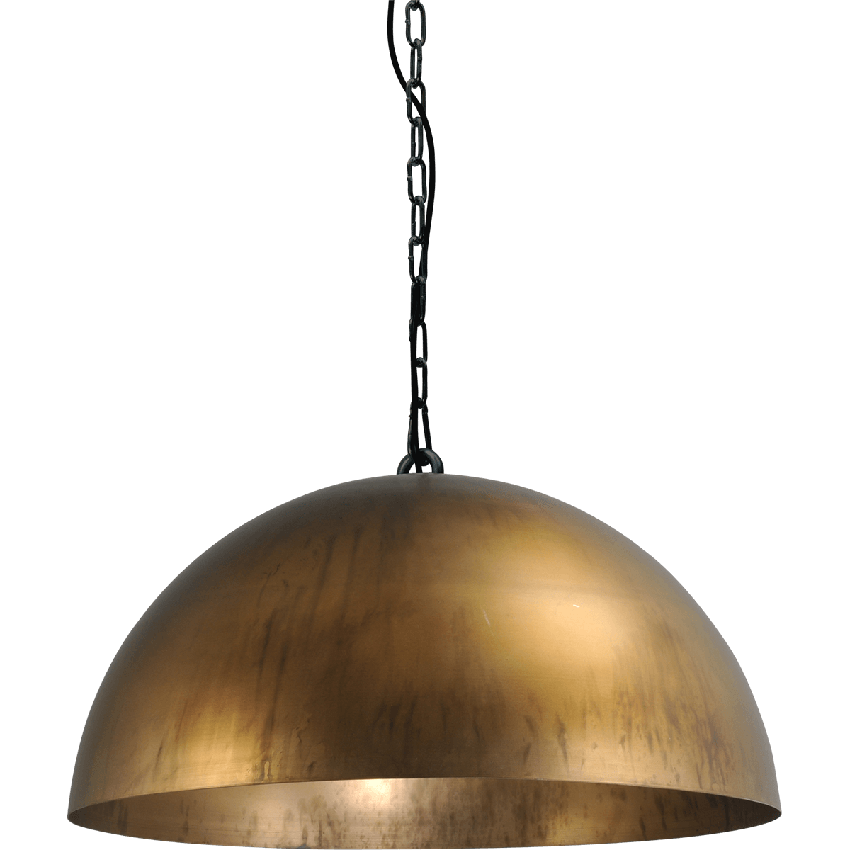 Industriële hanglamp Larino Ø50cm antiek messing buitenkant
