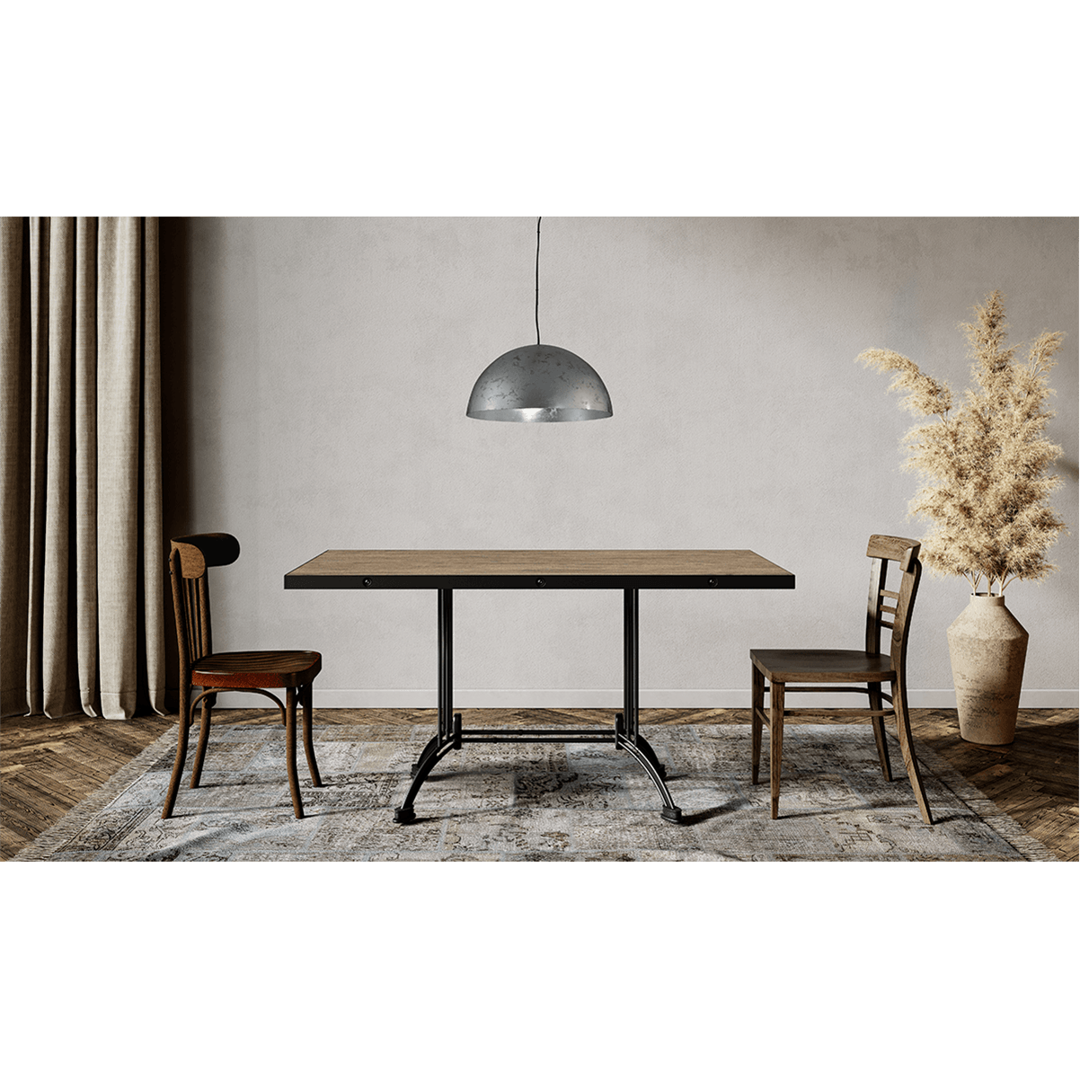 Hanglamp Larino Ø50cm bladzilveren buitenkant - bladzilveren binnenkant - stalen draad 150cm - MASTERLIGHT