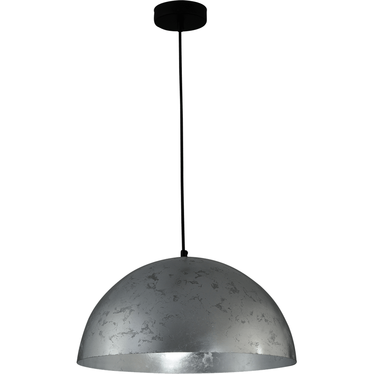 Hanglamp Larino Ø40cm bladzilveren buitenkant - bladzilveren binnenkant - zwarte pvc kabel 200cm - MASTERLIGHT