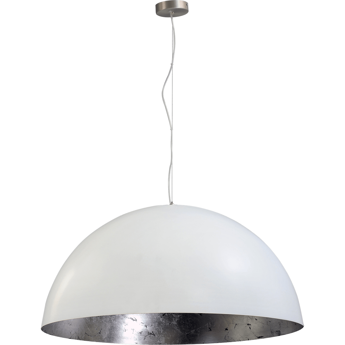 Industriële hanglamp Larino Ø80cm wit buitenkant
