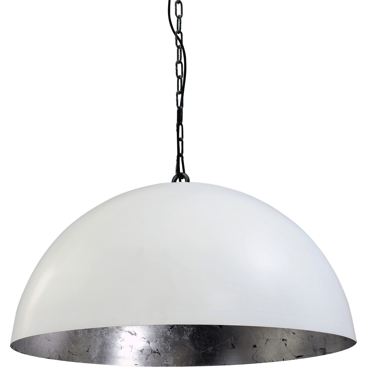 Industriële hanglamp Larino Ø80cm wit buitenkant