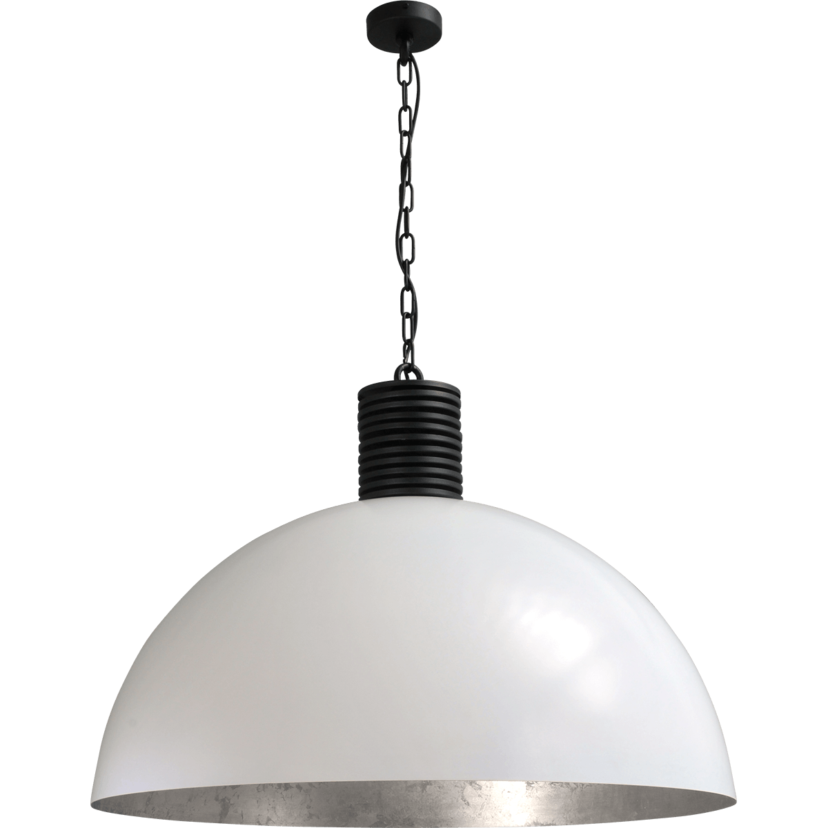 Industriële hanglamp Larino Ø80cm wit buitenkant