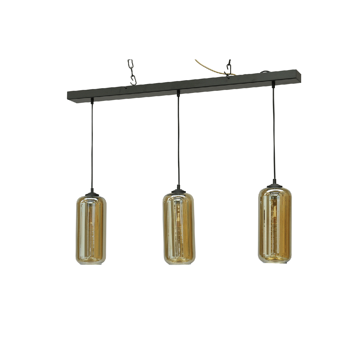 Hanglamp Quinto 3-lichts mat zwart 100x8cm