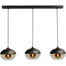 Hanglamp Opaco 3-lichts mat zwart 100x8cm 3x glas smoke Ø25x17cm - MASTERLIGHT
