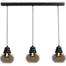 Hanglamp Opaco 3-lichts mat zwart 100x8cm 3x glas smoke Ø21x24cm - MASTERLIGHT