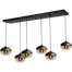 Hanglamp Opaco 6-lichts mat zwart 130x25cm zig zag 6x glas smoke Ø25x17cm - MASTERLIGHT