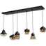 Hanglamp Opaco 6-lichts mat zwart 130x25cm zig zag glas smoke 62270-05-1 / 2 / 4 / 5 / 8 / 9 - MASTERLIGHT