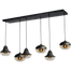 Hanglamp Opaco 6-lichts mat zwart 130x25cm zig zag 3x glas 62270-05-1 + 3x glas 62270-05-5 - MASTERLIGHT