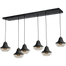 Hanglamp Opaco 6-lichts mat zwart 130x25cm zig zag 6x glas smoke Ø24x20cm - MASTERLIGHT