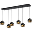Hanglamp Opaco 6-lichts mat zwart 130x25cm 6x glas smoke Ø20x20cm - MASTERLIGHT
