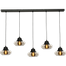 Hanglamp Opaco 5-lichts mat zwart 130x8cm 5x glas smoke Ø21x17cm - MASTERLIGHT