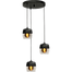 Hanglamp Opaco 3-lichts mat zwart base Ø35cm 3x glas smoke Ø21x17cm - MASTERLIGHT