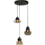 Hanglamp Opaco 3-lichts mat zwart base Ø35cm glas smoke 62270-05-3+62270-05-6+62270-05-7 - MASTERLIGHT