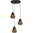 Hanglamp Opaco 3-lichts mat zwart base Ø35cm 3x glas smoke Ø21x24cm - MASTERLIGHT